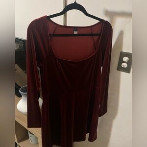 Old Navy Long Sleeve Velvet Dress Burgundy